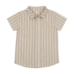Analogie By Lil Legs Downtown Boys SS Button Down Shirt - Wheat Stripe