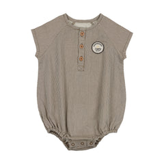 Analogie By Lil Legs Dainty Denim Boys Romper - Natural Stripe