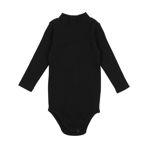 Lil Legs Ribbed Mock Neck Onesie Black