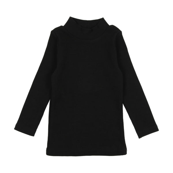 Lil Legs Ribbed Mock Neck Black