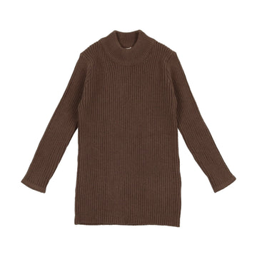 Lil Legs Knit Mock Neck Brown