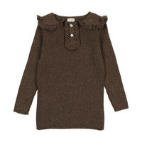 Analogie By Lil Legs Girls Knit Polo Heather Brown