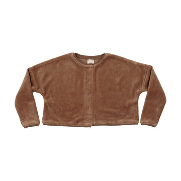 Lil Legs Velour Cardigan Camel