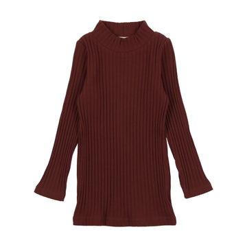 Lil Legs Ribbed Mockneck Burgundy