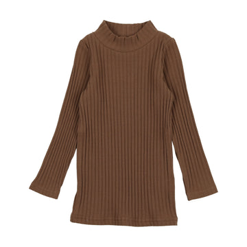 Lil Legs Ribbed Mockneck Camel