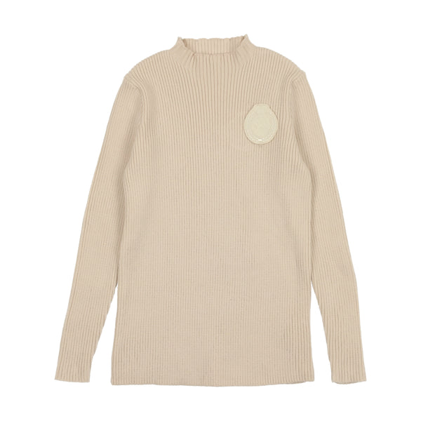 Analogie by Lil Legs Crest Knit Funnel Neck Sweater Natural