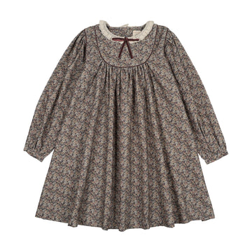 Analogy by Lil Legs Oxford Tan Prin Home Garden Laced Trimmed Dress