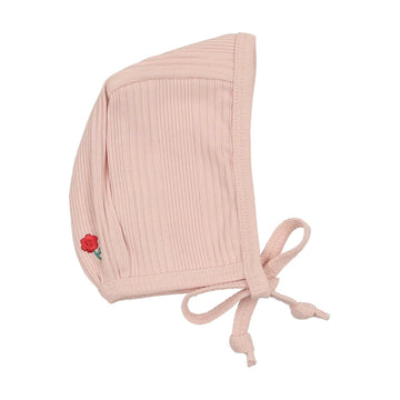 Analogie By Lil Legs Bonnet Multirib Flower Pink