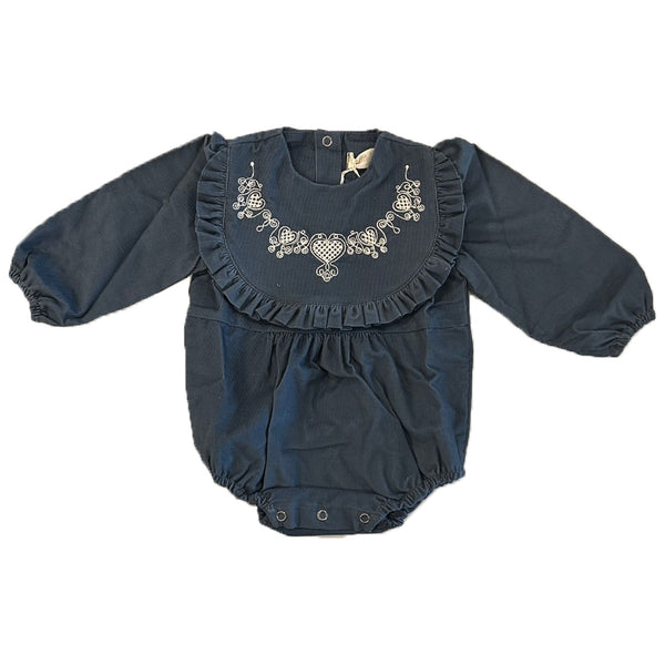 Little Eyelet Bleu Baby Gina Corduroy Romper