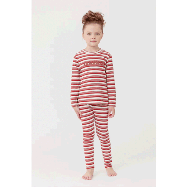 Crew Lounge Red Rib Stripe Set