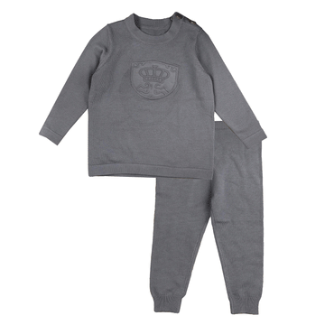 Belati Dusty Blue Embossed logo 2 PC knit set (BKN631)