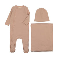 Mema Knits Winter White/Pink Side Snap Contrast Three Piece Set