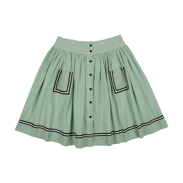 Maisonita Green Seersucker Skirt with Pockets
