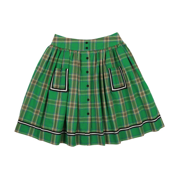 Maisonita Green Plaid Skirt with Pockets