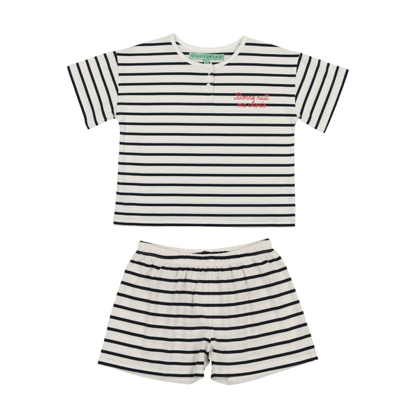 Maisonita Navy/white Striped Short Set