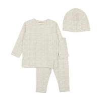 Mema Knits Dusty Winter White /Oatmeal Print Fruit Print Two Piece Set