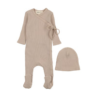 Mema Knits Oatmeal Side Snap Footie