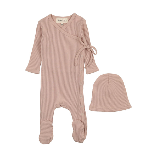 Mema Knits Dusty Pink Side Snap Footie