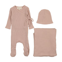 Mema Knits Dusty Pink Side Snap Three Piece Set