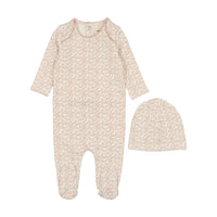 Mema Knits Winter White / Pale Pink Fruit Print Footie