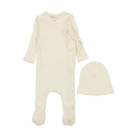 Mema Knits Cream Side Snap Footie