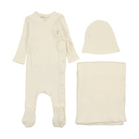 Mema Knits Cream Side Snap Three Piece Set