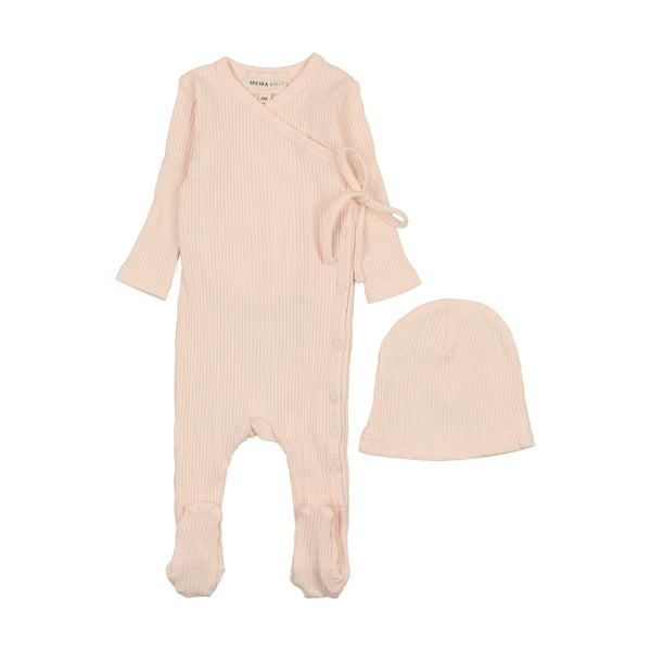 Mema Knits Soft Pink Side Snap Footie