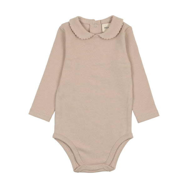 Mema Knits Oatmeal Solid Girls Onesie