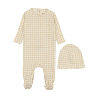 Mema Knits Oatmeal Gingham Footie