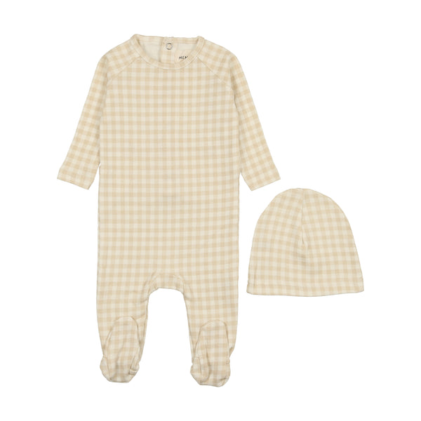 Mema Knits Oatmeal Gingham Footie