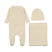 Mema Knits Oatmeal Gingham Three Piece Set