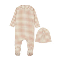 Mema Knits Pale Pink Gingham Footie