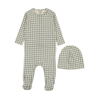 Mema Knits Powder Blue Gingham Footie