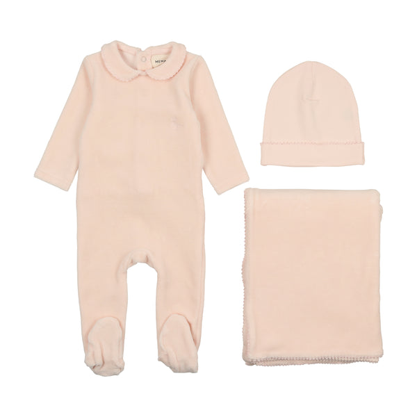 Mema Knits Soft Pink Side Snap Three Piece Set