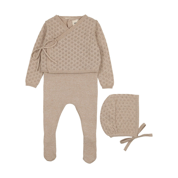 Mema Knits Oatmeal Jumper Footie + Cardigan