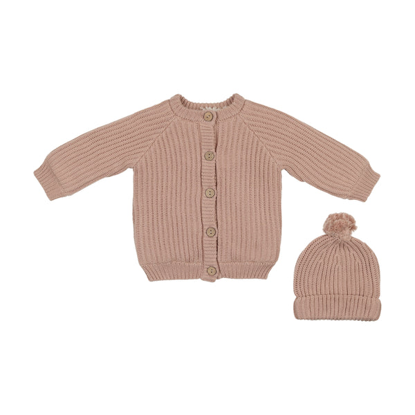 Mema Knits Dusty Pink Hooded Knit Jacket