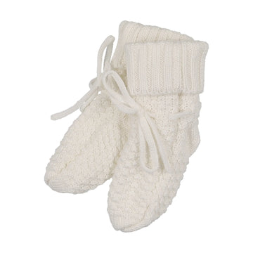 Mema Knits - Waffle Knit Booties - Winter White
