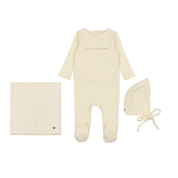 Lilette By Lil Legs Mon Amour Layette Set Ivory/Rose