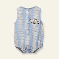 Wynken Soft Pnk Stripe Mini Woven Denim Romper