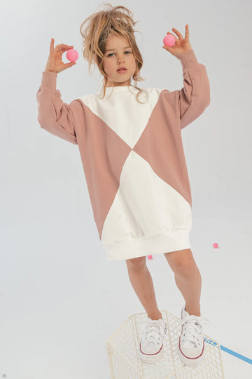 Booso Pink Ecru Panel Dress