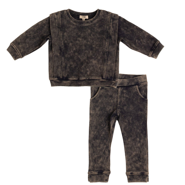 Crew Kids Navy Acid Wash Set