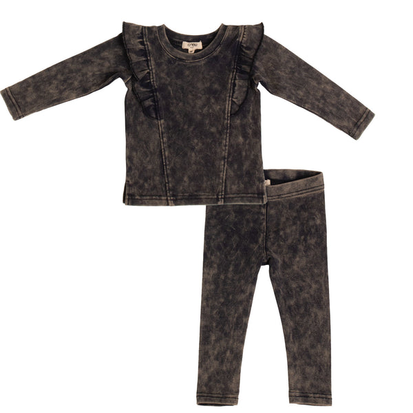 Crew Kids Navy Acid Wash Ruffle Set