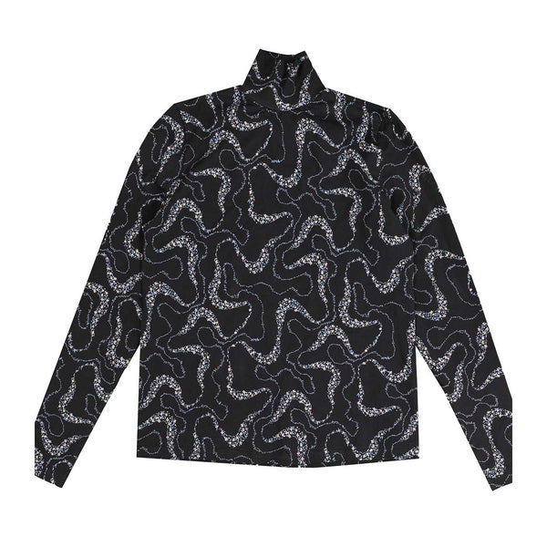 Hev Navy Modal Printed Mock Neck Shell (HSH516)