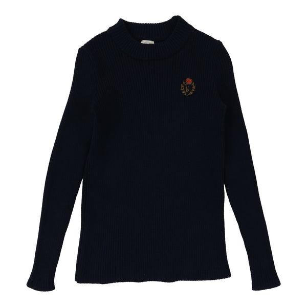 Analogie By Lil Legs Crest Knit Mockneck Black