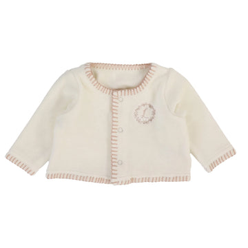 Lilette by Lil Legs Cream/Pink Lilette Velour Cardi
