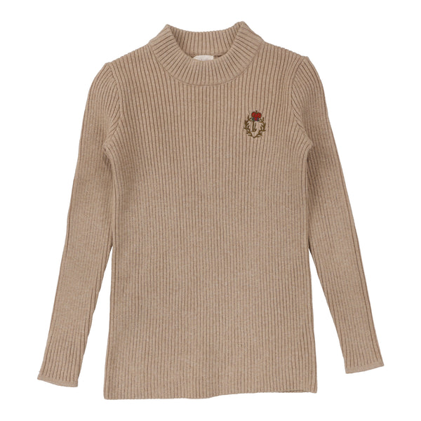 Analogie By Lil Legs Crest Knit Mockneck Oatmeal