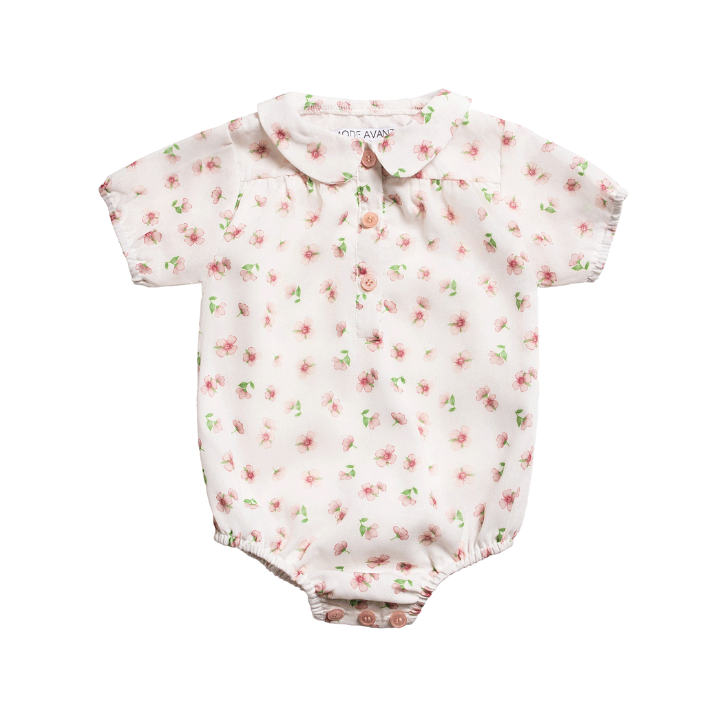Mode Avant Paris Soft Pink Floral Baby Romper | Buttons Bebe