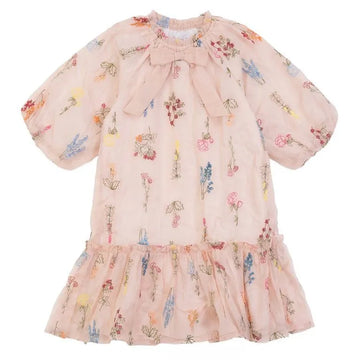 Pompomme Peach Puff Sleeve Dress P7286
