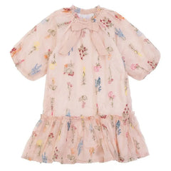 Pompomme Peach Puff Sleeve Dress P7286