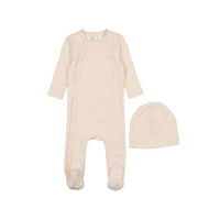 Coco Blanc Pale Pink Wide Ribbed Footie With Beanie Set